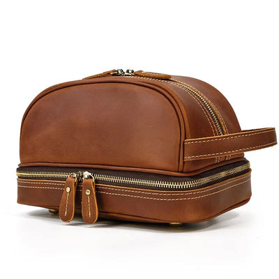 Trousse de toilette cuir homme luxe marron - À vos trousses