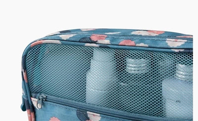 Trousse de toilette femme à suspendre bleu fleurs - À vos trousses