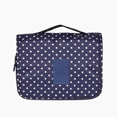 Trousse de toilette femme à suspendre bleu marine points - À vos trousses