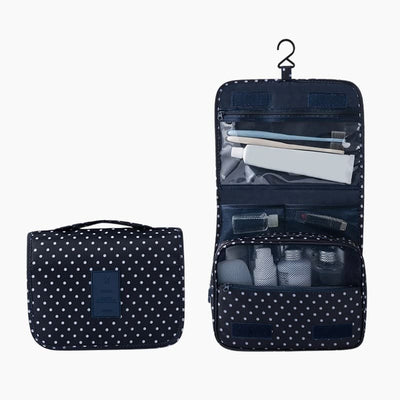 Trousse de toilette femme à suspendre bleu marine points - À vos trousses