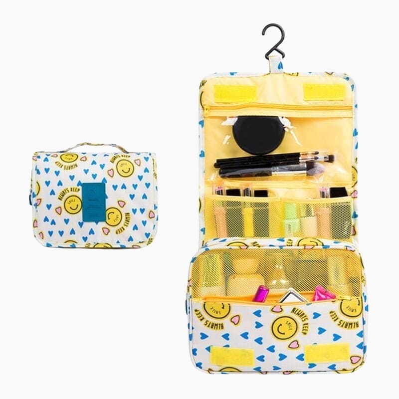Trousse de toilette femme à suspendre jaune smiley - À vos trousses