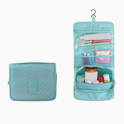 Trousse de toilette femme à suspendre vert points - À vos trousses