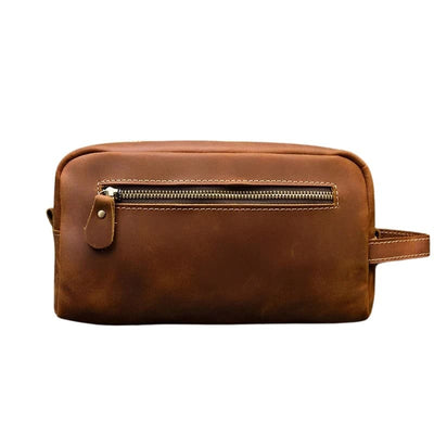 Trousse de toilette homme cuir vintage marron