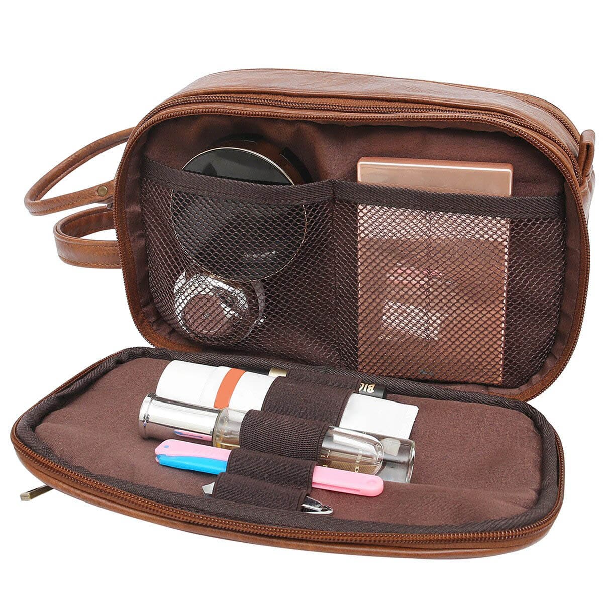 Trousse de toilette multi compartiment marron - À vos trousses