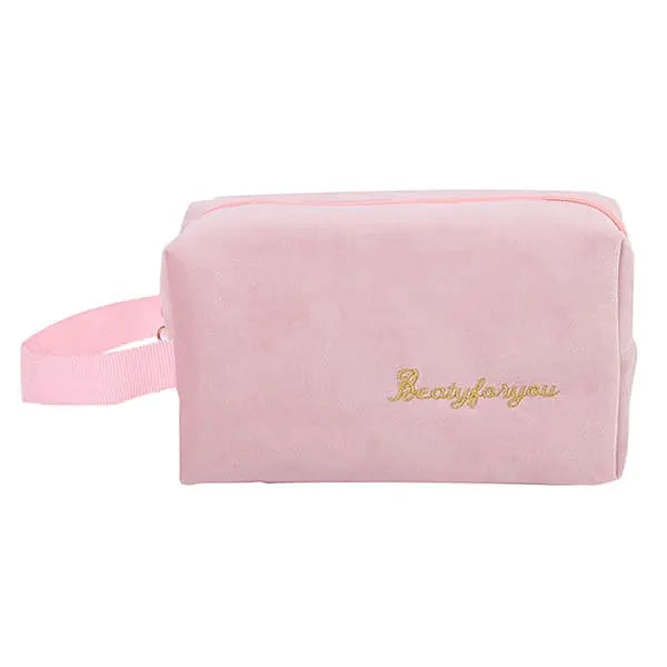 Trousse de toilette velours femme rose - À vos trousses